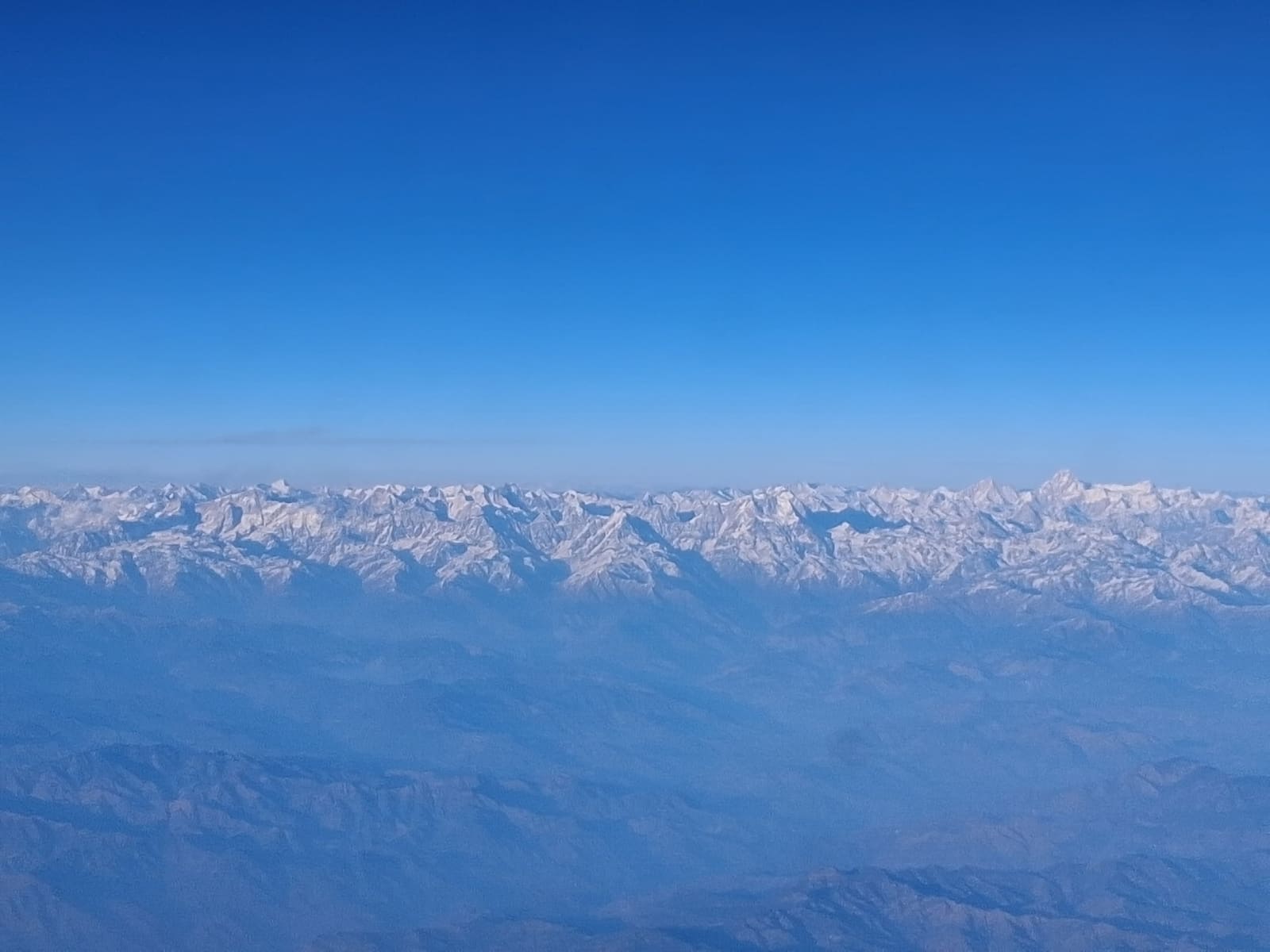 The Himalayan mountain ranges seen from a flight between Kolkata and Chandigarh.